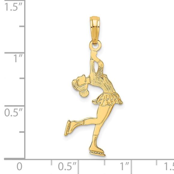 14k Yellow Gold Ice Skater Turning Charm